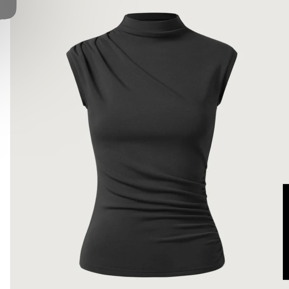 OGL Eco-Mousse®2.0 Asymmetrical Ruching Mockneck Tank Top